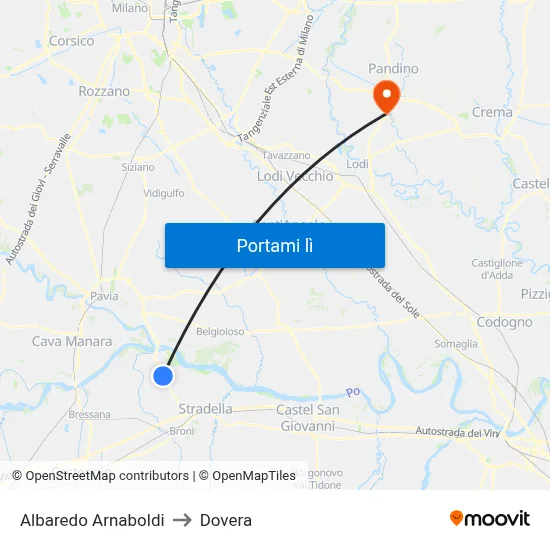 Albaredo Arnaboldi to Dovera map