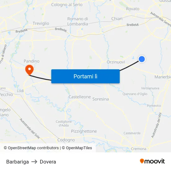 Barbariga to Dovera map