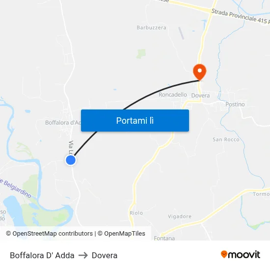 Boffalora D' Adda to Dovera map