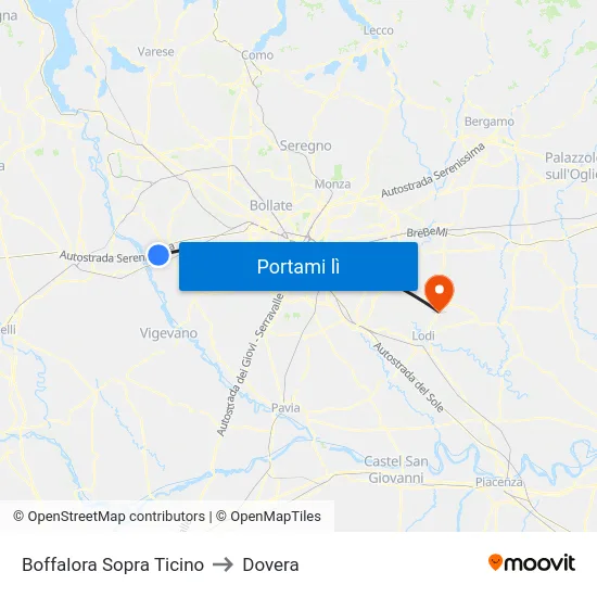 Boffalora Sopra Ticino to Dovera map