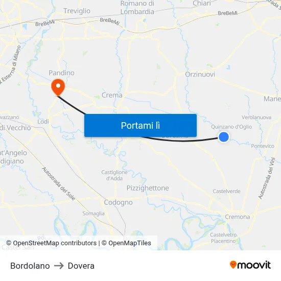 Bordolano to Dovera map