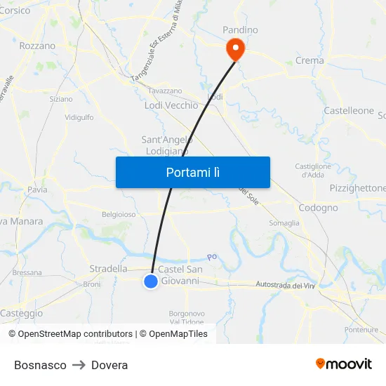 Bosnasco to Dovera map