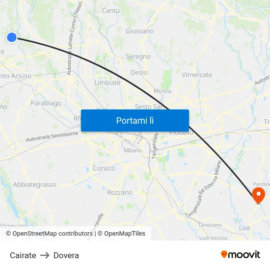 Cairate to Dovera map