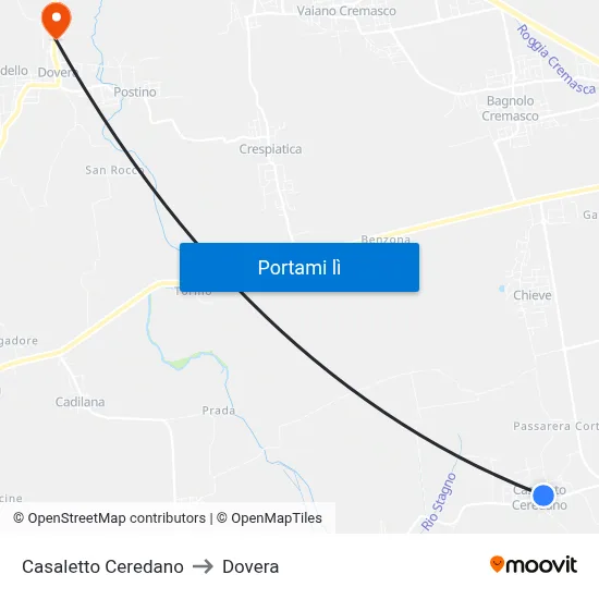 Casaletto Ceredano to Dovera map