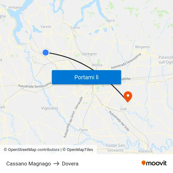 Cassano Magnago to Dovera map