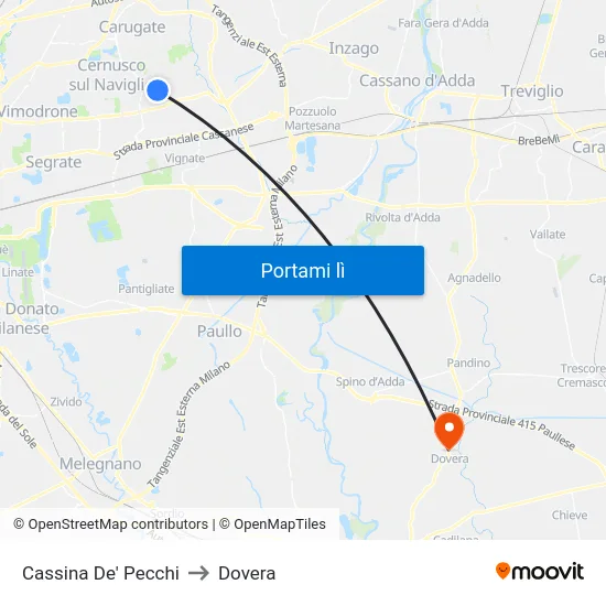 Cassina De' Pecchi to Dovera map
