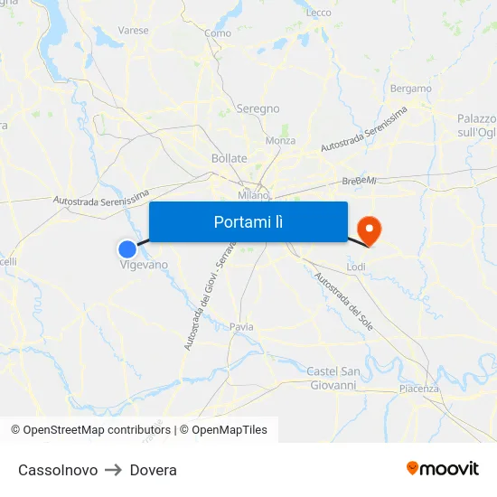 Cassolnovo to Dovera map