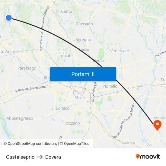 Castelseprio to Dovera map
