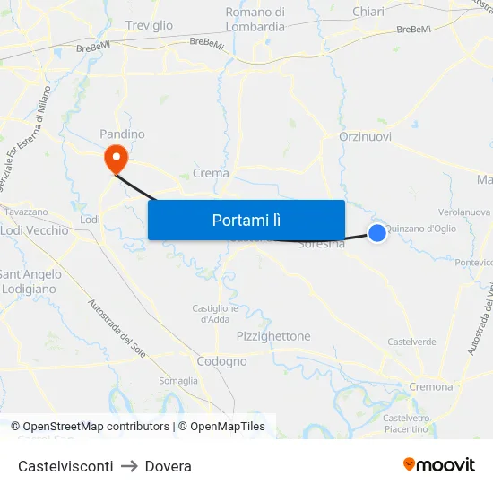 Castelvisconti to Dovera map