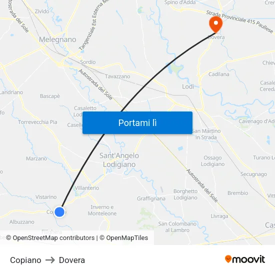 Copiano to Dovera map