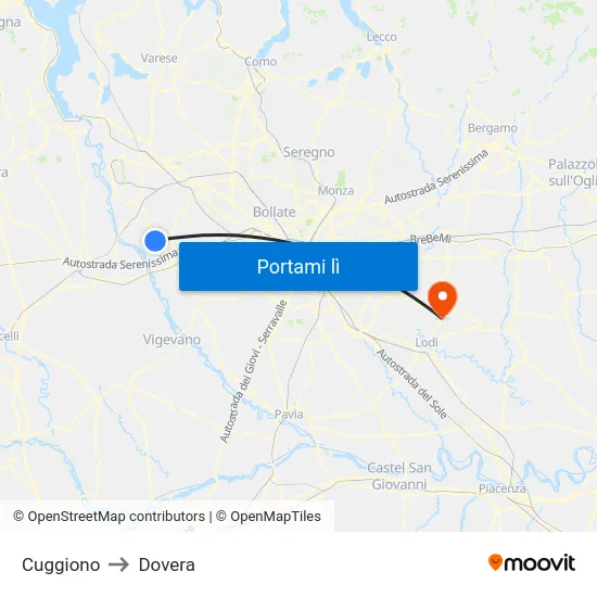 Cuggiono to Dovera map