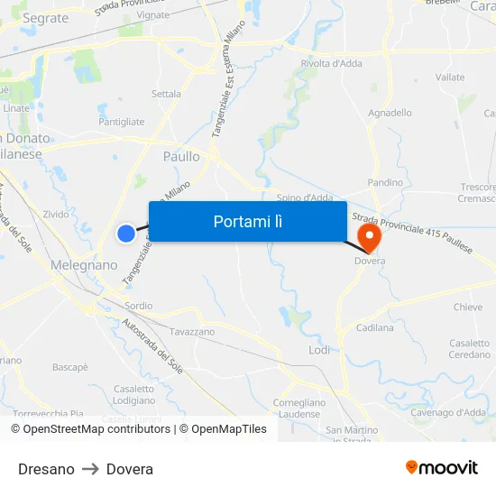 Dresano to Dovera map