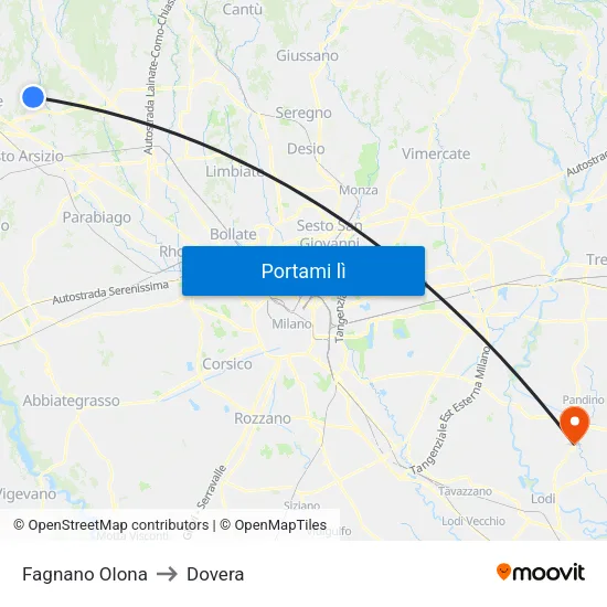 Fagnano Olona to Dovera map