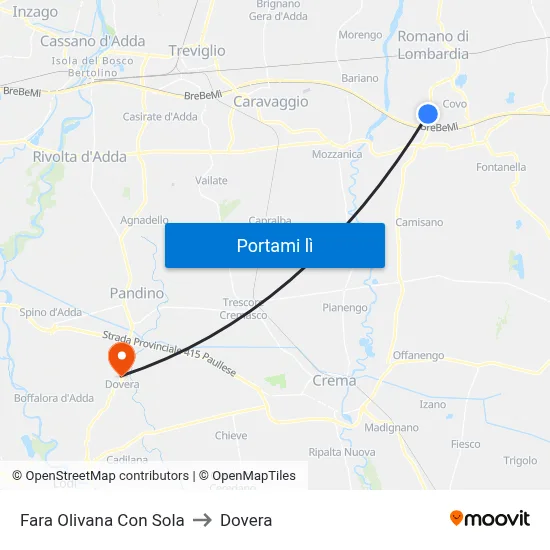 Fara Olivana Con Sola to Dovera map