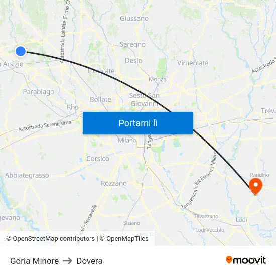 Gorla Minore to Dovera map