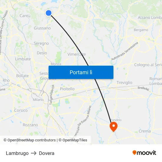 Lambrugo to Dovera map