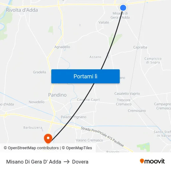 Misano Di Gera D' Adda to Dovera map