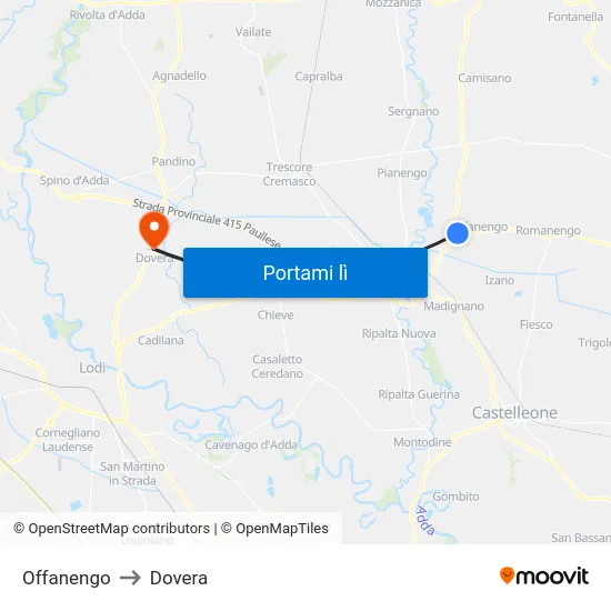 Offanengo to Dovera map