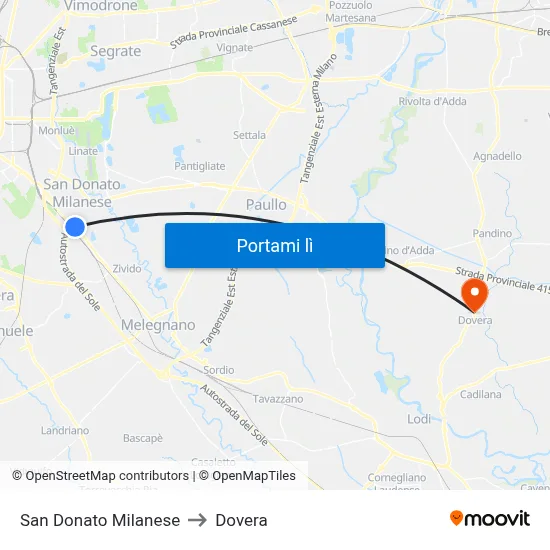 San Donato Milanese to Dovera map