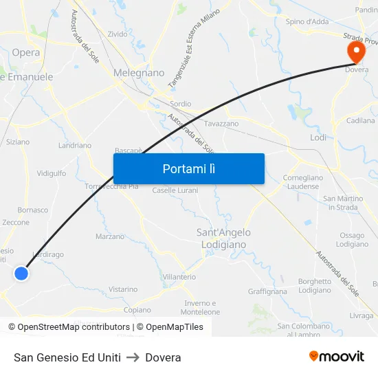 San Genesio Ed Uniti to Dovera map