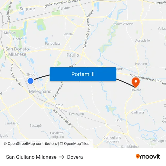 San Giuliano Milanese to Dovera map