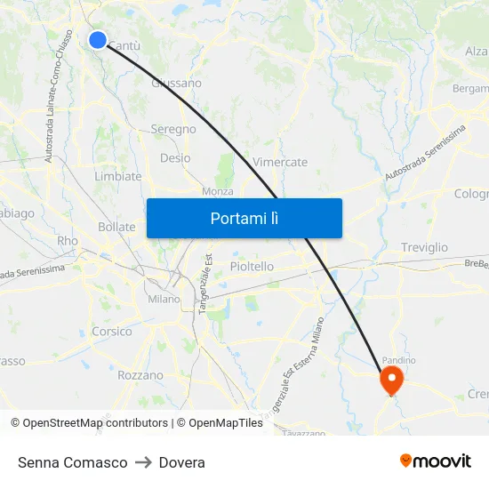 Senna Comasco to Dovera map