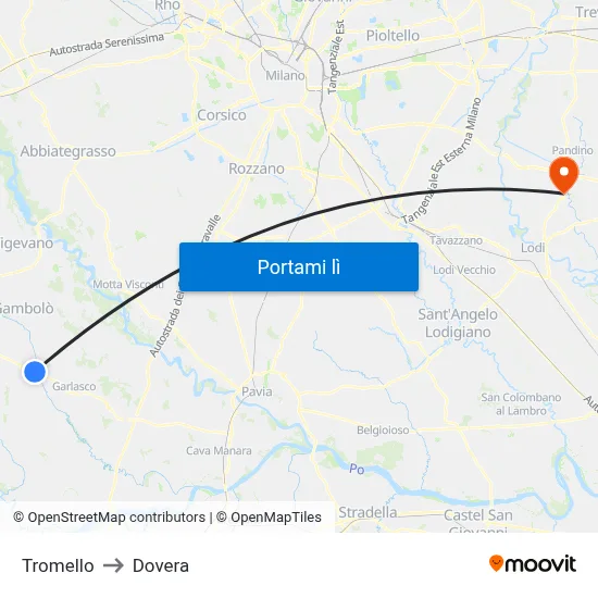Tromello to Dovera map