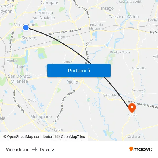 Vimodrone to Dovera map