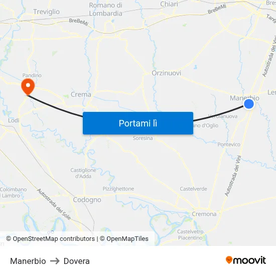 Manerbio to Dovera map
