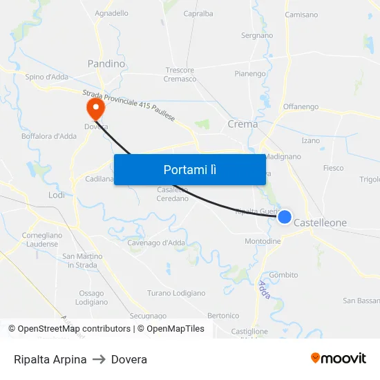 Ripalta Arpina to Dovera map
