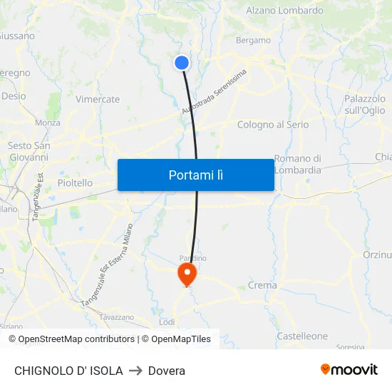 CHIGNOLO D' ISOLA to Dovera map