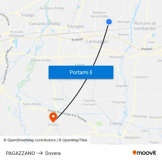PAGAZZANO to Dovera map