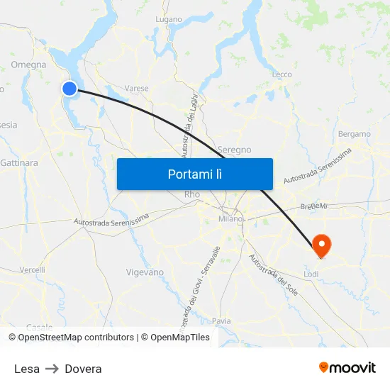 Lesa to Dovera map
