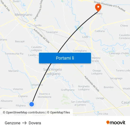 Genzone to Dovera map