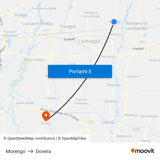 Morengo to Dovera map