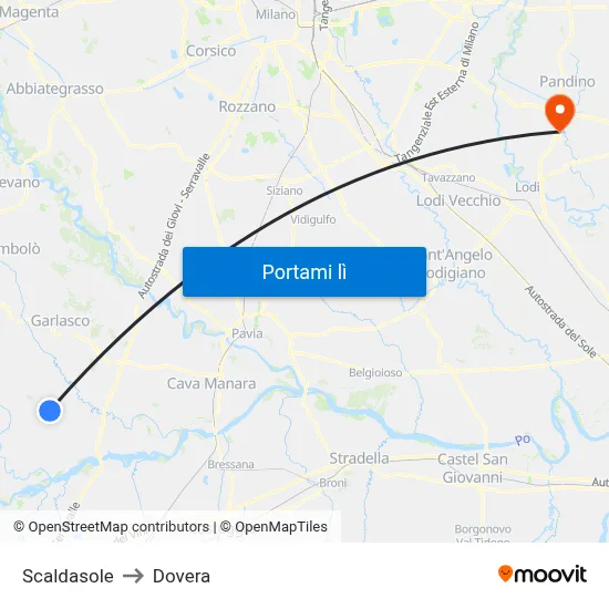 Scaldasole to Dovera map