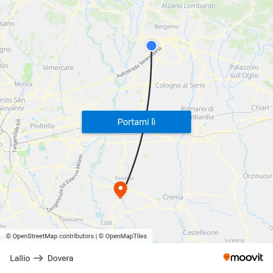 Lallio to Dovera map