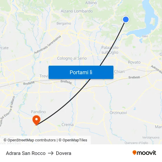 Adrara San Rocco to Dovera map