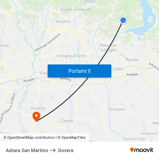 Adrara San Martino to Dovera map