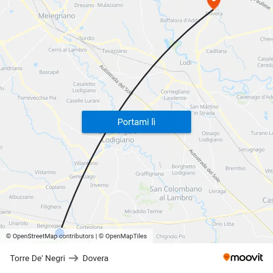 Torre De' Negri to Dovera map