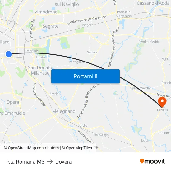 P.ta Romana M3 to Dovera map