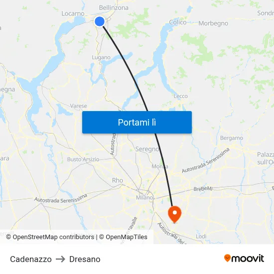 Cadenazzo to Dresano map