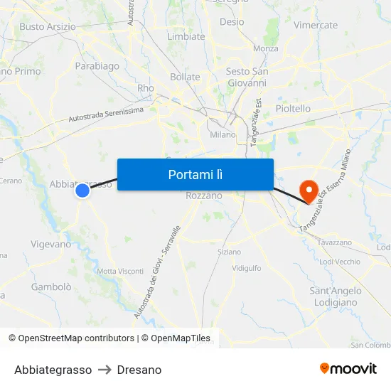 Abbiategrasso to Dresano map