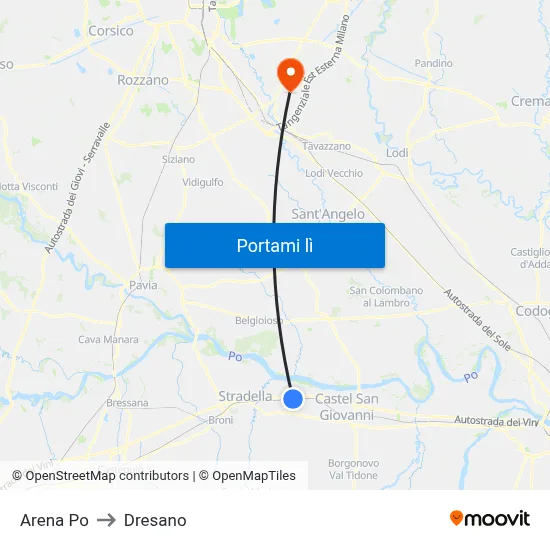 Arena Po to Dresano map