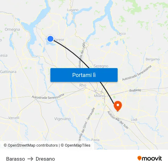 Barasso to Dresano map
