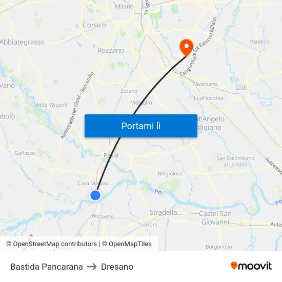 Bastida Pancarana to Dresano map