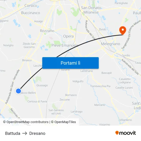 Battuda to Dresano map