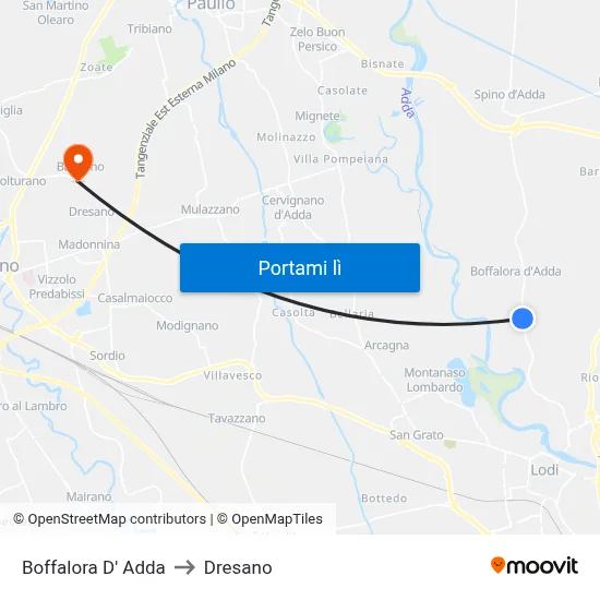 Boffalora D' Adda to Dresano map