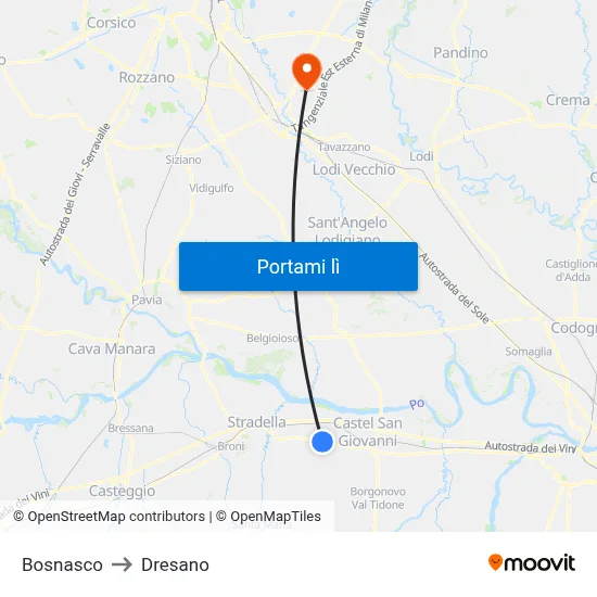 Bosnasco to Dresano map