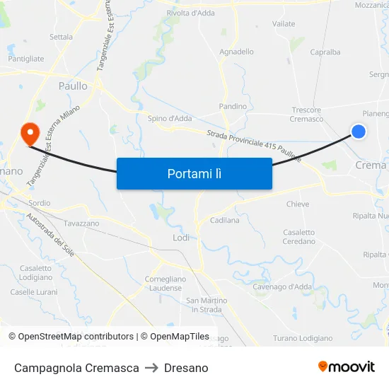 Campagnola Cremasca to Dresano map